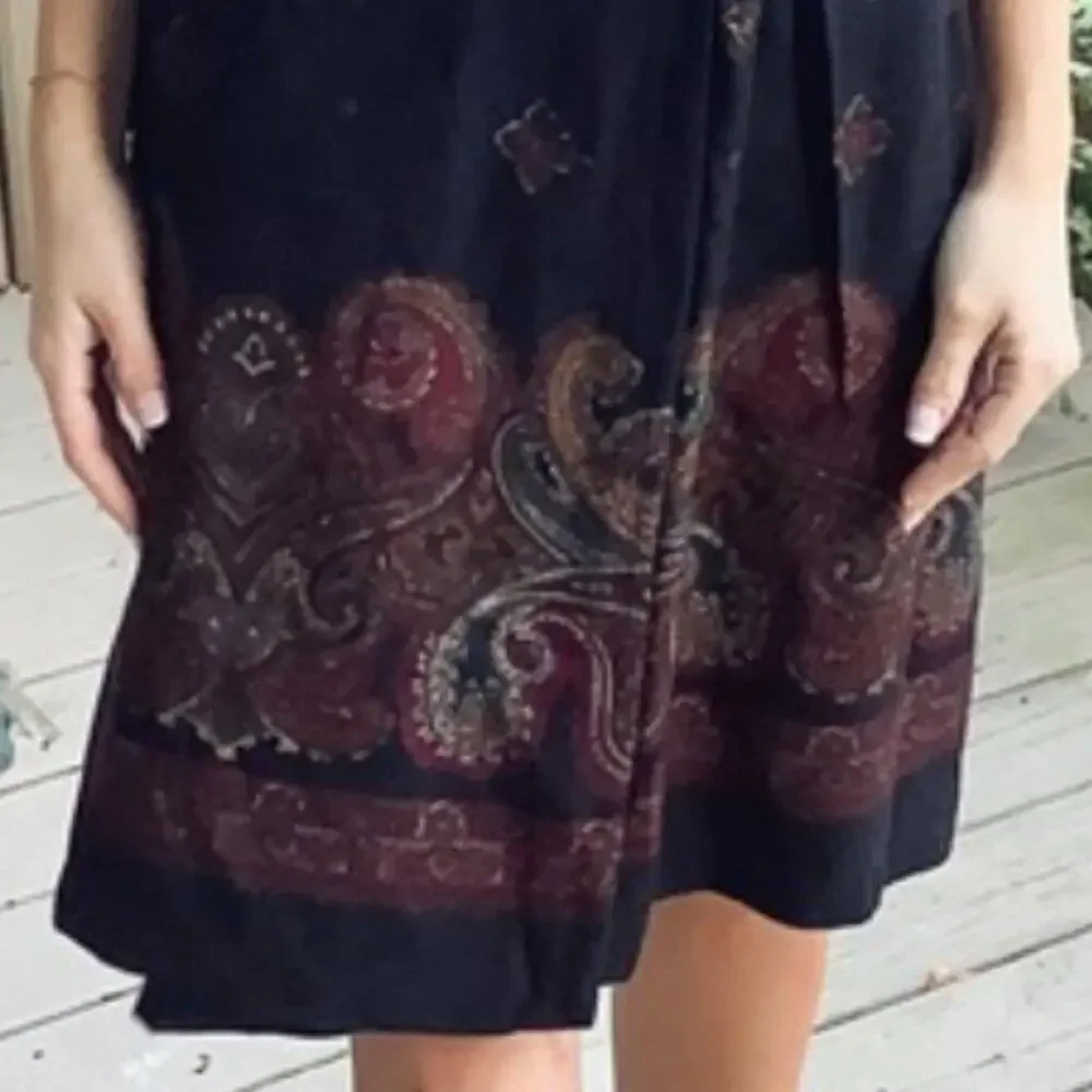 Hunt Club Black Paisley lined Wrap Skirt size 8 NEW